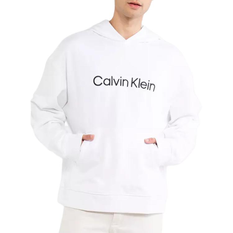 Calvin Klein Minimalist Logo Print Hoodie Men Tops Bright-White 40HM231-YAA