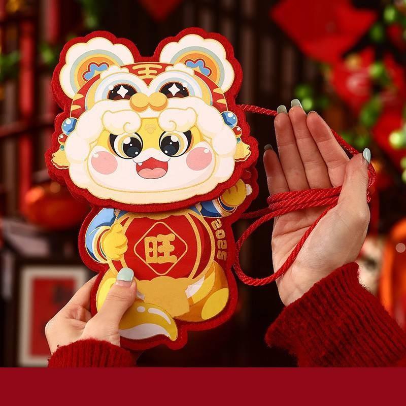 Adorable 2025 Snake Year Fabric Red Packet Bag Perfect For Children's Lunar New Year