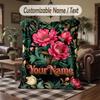 Floral Elegance 34 Theme Throw Blanket Custom Name Text Personalized Blanket Soft Cozy Blanket for Home Sofa Bed