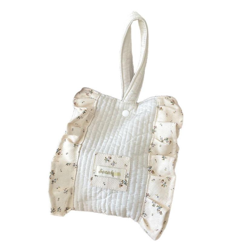 Quilted Sweet Floral Small Handbags for Women Patchwork Ladies One-shoulder Wrist Bags Light Portable Female Clutch Purse Pouch