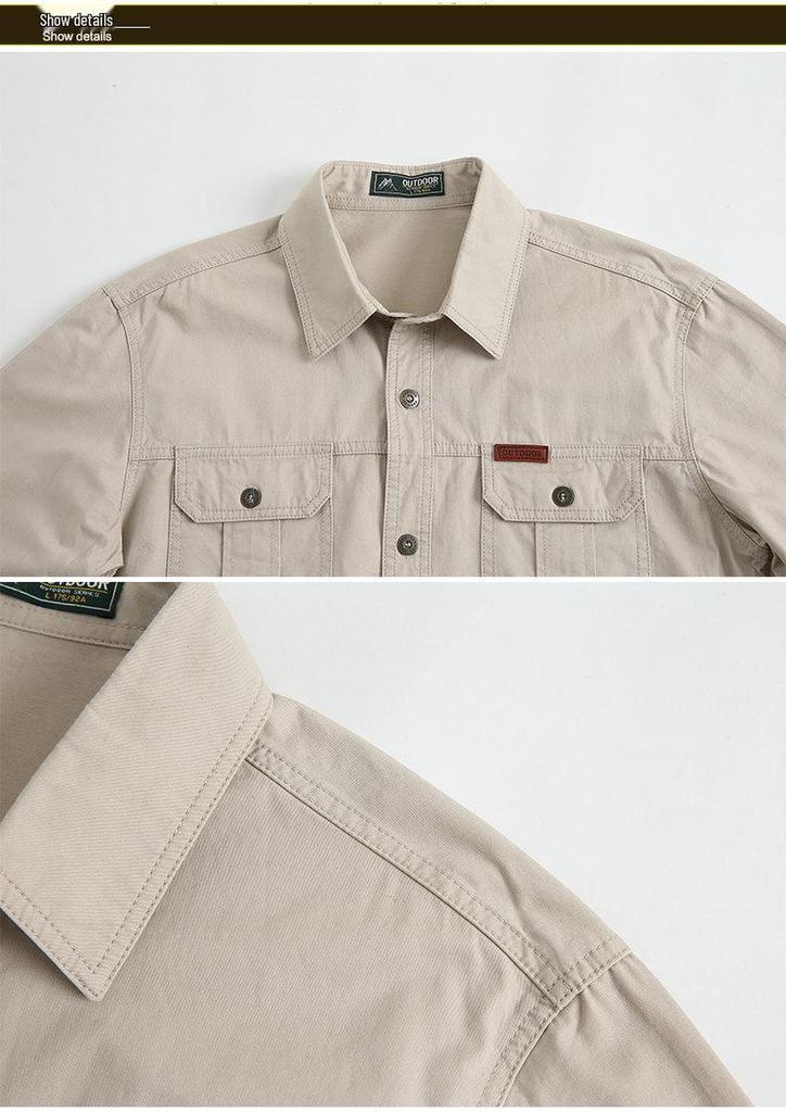 Men's Plus Size Casual Long-Sleeve Shirt with Pocket - Solid Color, Ideal for Middle-Aged & Young Men, Autumn Workwear Style