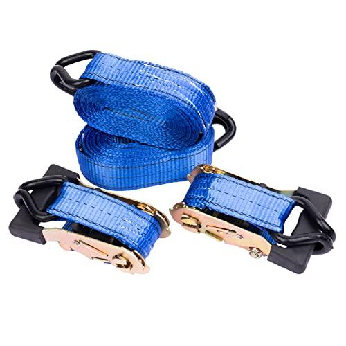 HFS(R) Ratchet Lashing Belts, Set of 2, 1.35t Breaking Strength, Easy to Use, Secures and Secures Loads, Multi-Purpose, for Moving, Towing, and Transp