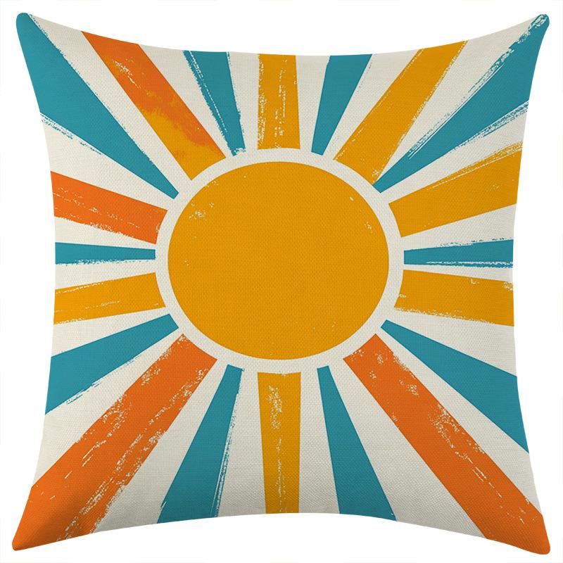 Neuer Roter Sonne Rote Sonne Leinen Kissenbezug Auto Sofa Lendenkissen Kissen