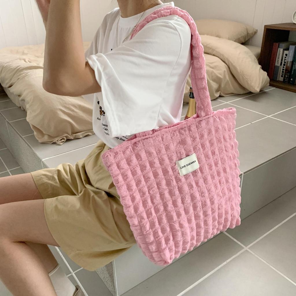 Women Cloud Bubble Flower Shoulder Bag Female Student Simple Handbag Canvas Bag