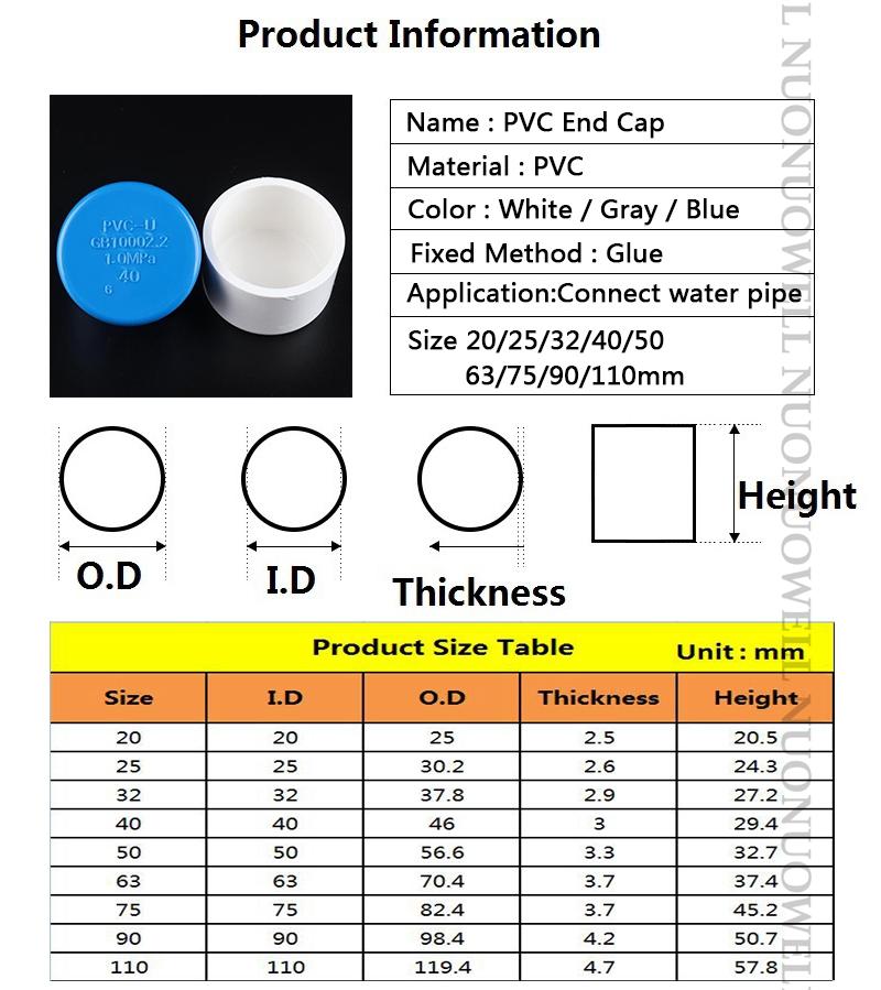 5pcs/lot 20 25 32mm PVC Pipe End Cap Connector Water Pipe Plug Tube End Cap for Garden Irrigation Farm Accessories Adapter