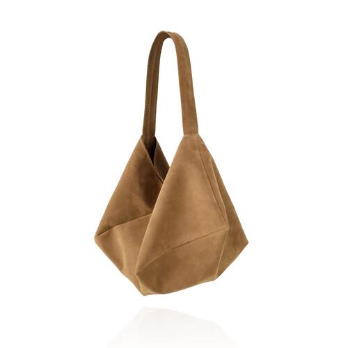 Suin Suede Pomji Shoulder Bag Camel Brown