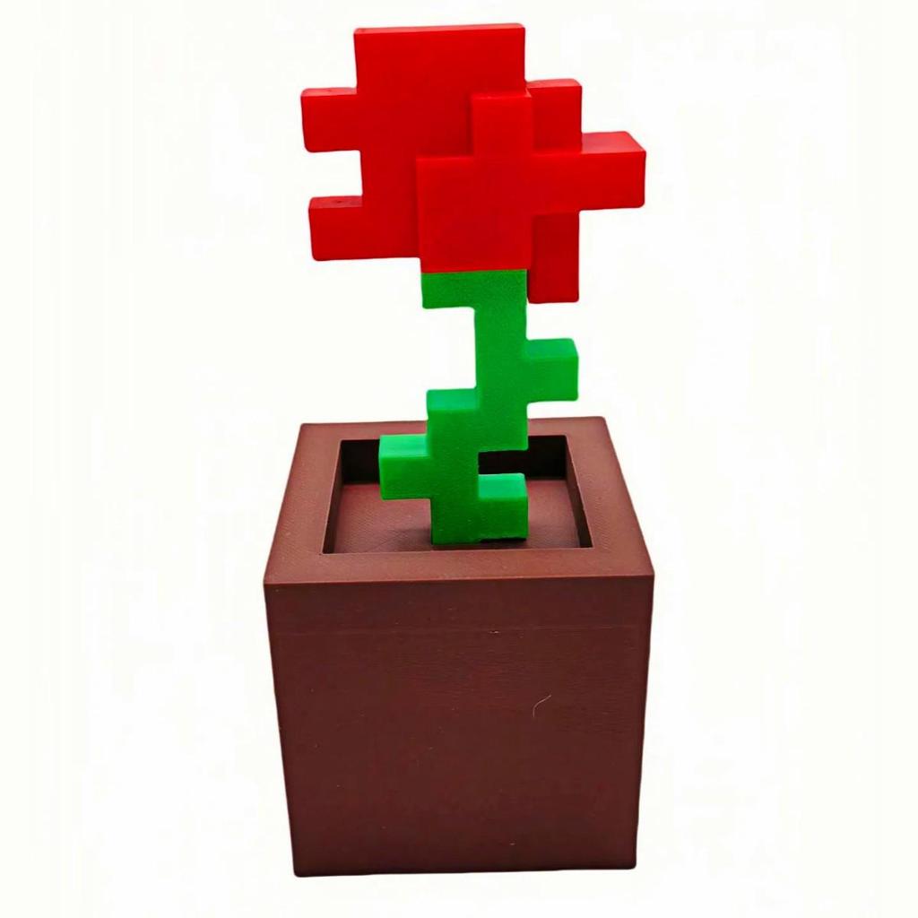 Minecraft Rose Tulip Desktop Ornament – Holiday Gift Idea