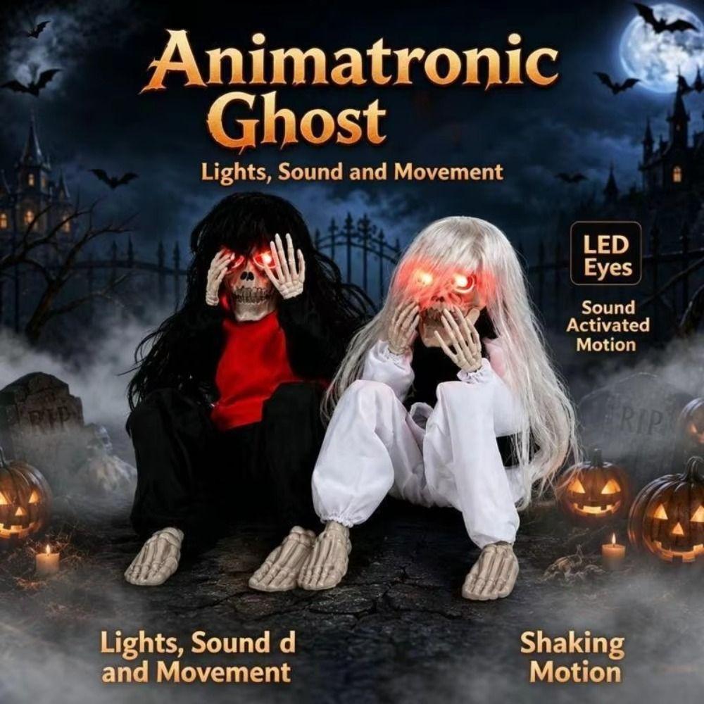 Eerie Sound Crying Skeleton Vibrating Motion Haunted House Decor Ghost Prop Bar Decoration