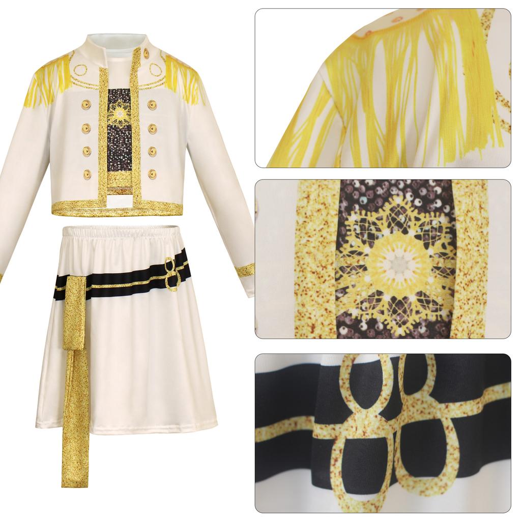 Girls POP Singer Hunters Stage Performance Printing Outfit Halloween Cosplay Costume for Carnival Party Pretend Game Role Playing Dress Up Suit