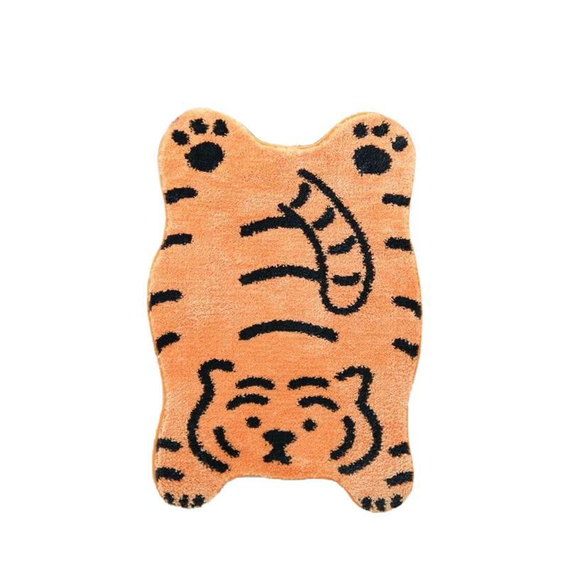 

Пушистые ковры, забавные ковры, мультяшный тигр, впитывающий коврик для ванной, нескользящий прикроватный коврик, мягкий для гостиной, домашние коврики 50x80cm оранжевый