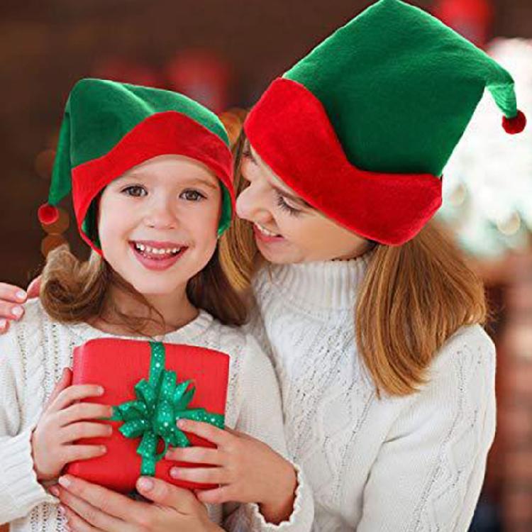Stylish Red and Green Christmas Hat Santa Claus Elf Hat Pointed Hat for Cosplay