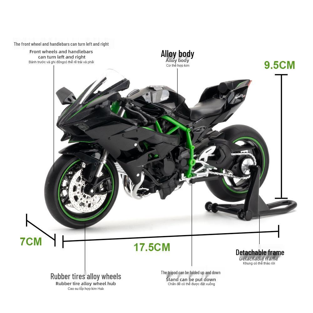 Chuanqi H2R Motorcycle Simulation Model with Base - Decorative Toy