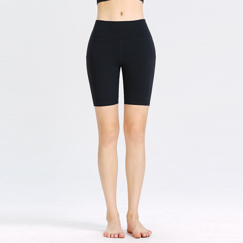 New Yoga Shorts Female High-waisted Hip-lifting Sports Shorts Elastic Tight Pockets Running Fitness Four Pants