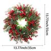Plastic Artificial Christmas Wreath 35cm Round Christmas Door Decoration Garden Decor with Eucalyptus Leaves,Red Berry