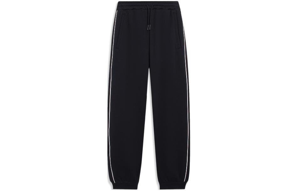 Li Ning Sports Fashion Collection Knitted Sweatpants Men s Black Moderate Sweatpants AKLTE47-1 L
