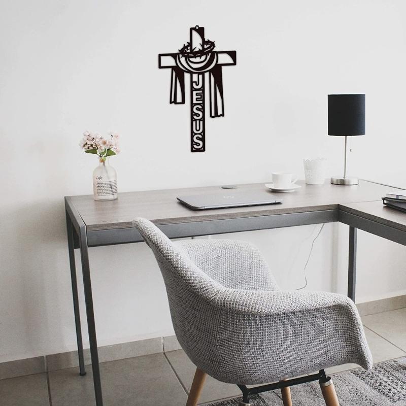 Christmas Metal Cross Wall Art Decor Jesus Letter Decorative Holy Ornament for Catholic Christian Church Decorations