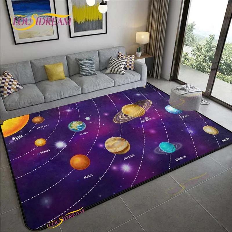Cartoon Space Universe Planet Carpet for Living Room Bedroom Sofa Area Rug Kitchen Door Un-slip Floor Mat Alfombra Birthday gift