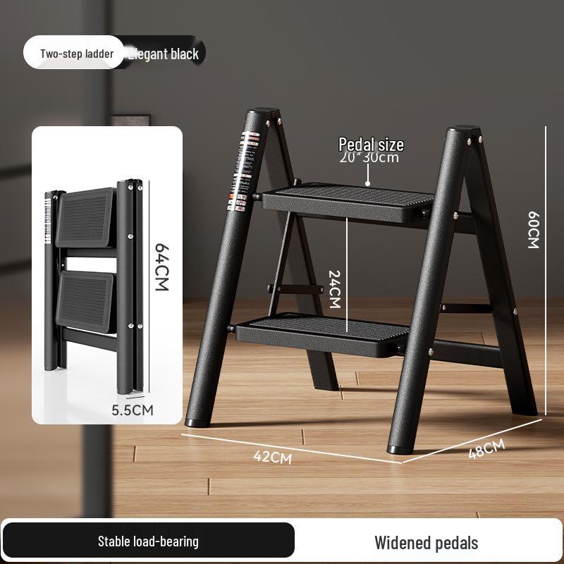 Multifunctional Folding A-Frame Ladder: Indoor Thickened Small Step Ladder with 3-4 Steps & Flower Stand