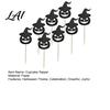 Burr-free Cake Topper 8 Pcs Halloween Cupcake Toppers Black Glitter Witch Hat Pumpkin Decoration Picks for Party Supplies Birthday