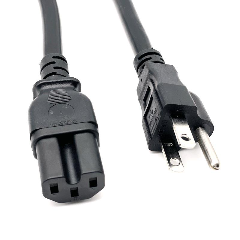 UL-Certified Angled US Medical Power Cord with Ferrite Core Shielded Three-Pin Cloverleaf Plug