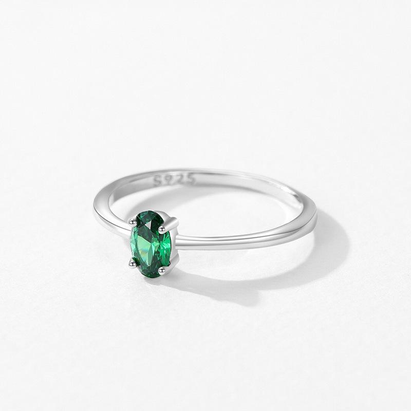 Ada Jewelry Joyas Plata 925 Simple Design Sterling Silver Green Zircon Women's Fine Ring Bulk
