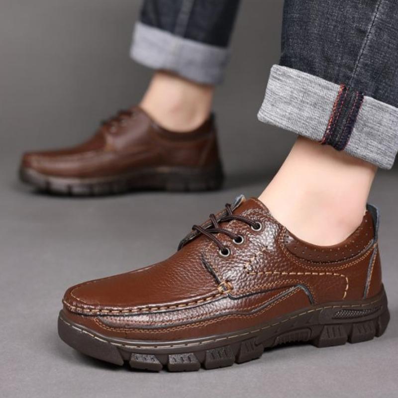 Fashion Plain Outdoor Height Increasing Men's Leather Shoes Non Slip Summer Sale In Promotion Classic Original Elegant Male Casual Shoe