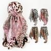 Leopard Printed Square Scarf Imitation Satin Silk Hip Hop Head Scarf Fashion Handkerchief  Women