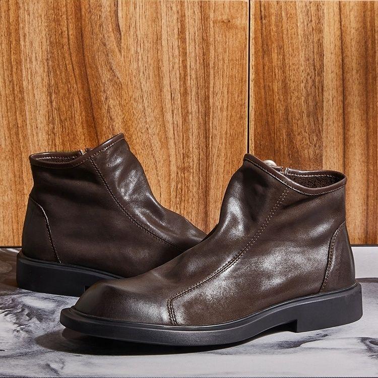 Men's Winter Retro British Style Genuine Leather High-Top Martin Boots