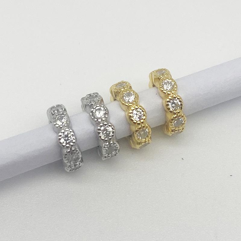 Yansheng S925 Sterling Silver Wheel Rhinestone Spacer Beads for DIY Beading, Bracelet Accessories