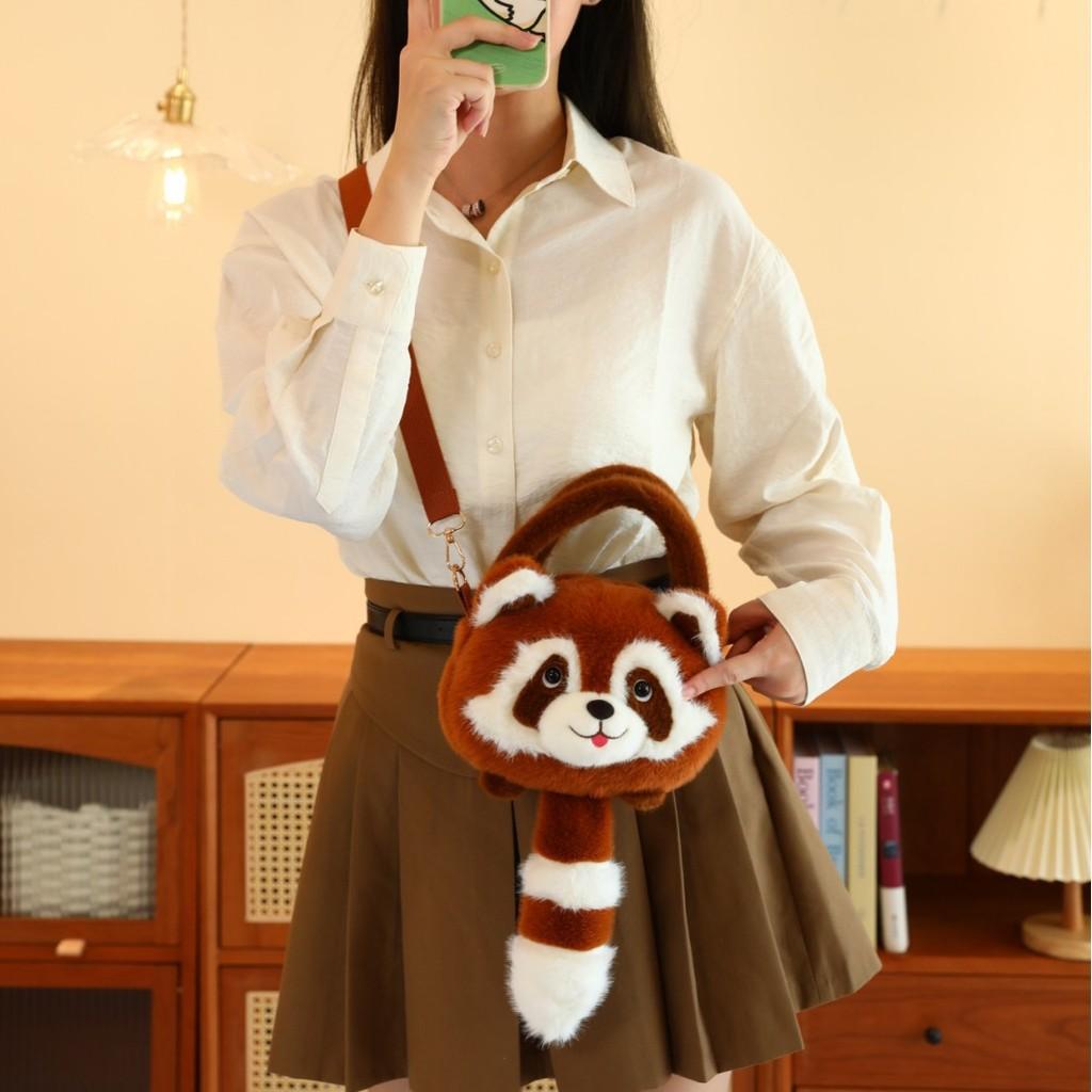 Raccoon Animal Plush Backpack Lightweight Single Shoulder Crossbody Bag Gift