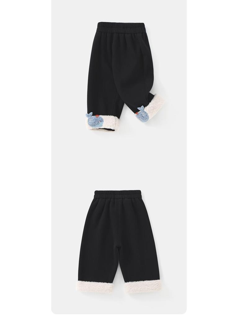 DUUDUU Warm Fleece-Lined Infant Wide-Leg Pants - Girls' Korean Style for Autumn/Winter 2025