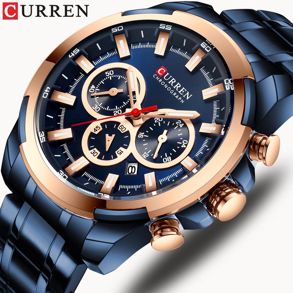 Curren 8361 Waterproof Quartz Men's Multi-Function Watch with Six-Hand Calendar
