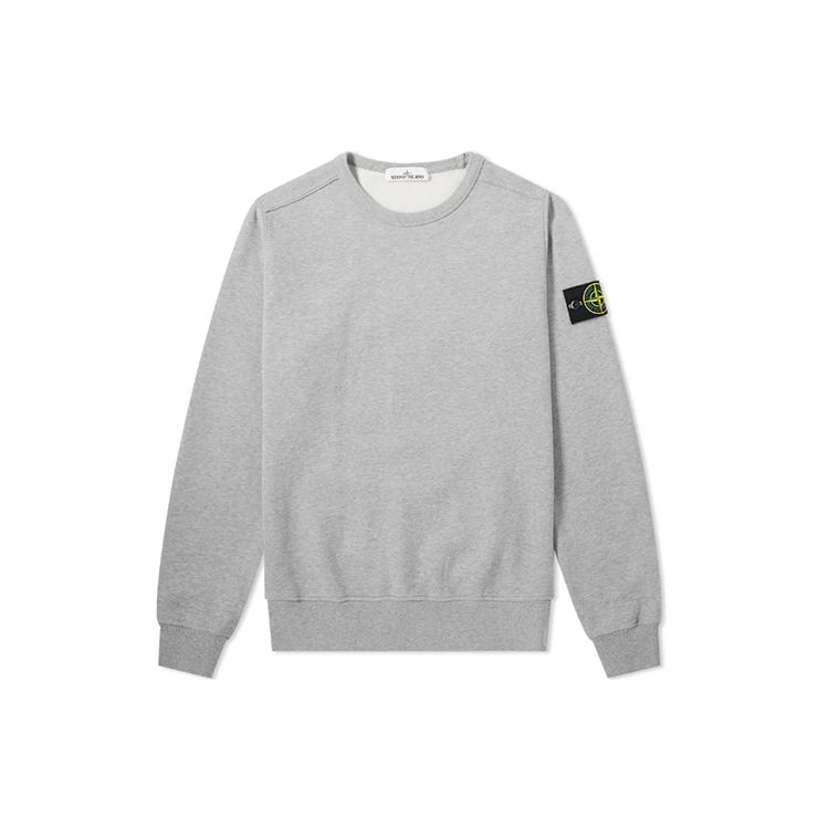 Stone Island Garment Dyed Logo Compass Badge Pullover Crewneck Sweatshirt Men sweatshirt Gray 711562720-V0M64