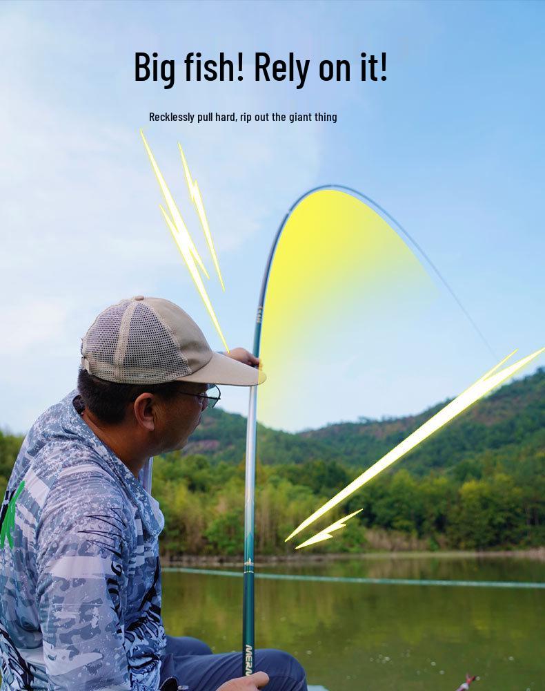 Canna da pesca leggera in fibra di carbonio a forma di sirena per carpa argentata e erbivora - Canna a mano resistente per lago e bacino