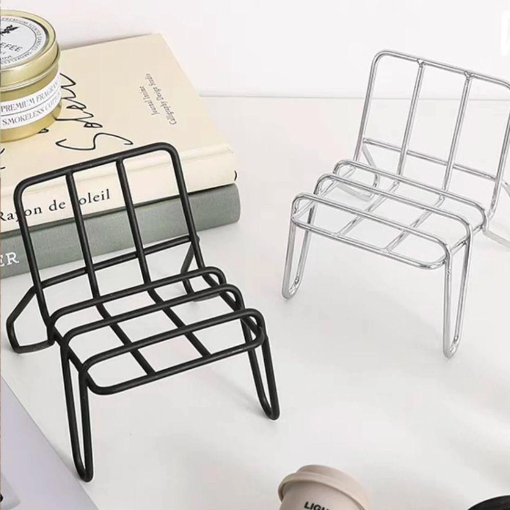 Mini Phone Holder Metal Chair Desktop Stand Telephone Stands for Dollhouse Furniture Accessories