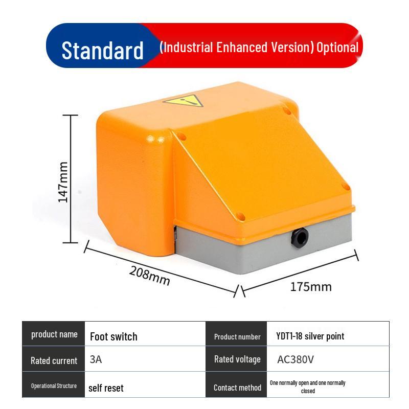 Self-Resetting TFS-201/EKW-B Foot Switch with Cable for Punch Press, 220V