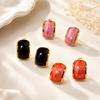 Chic Lightweight Drip Oil Square Earrings – Exquisite Stainless Steel Ear Pendants
