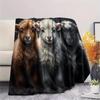 1PC Three animals Print Flannel Blanket, High quality Comfortable for All Seasons, Home Decor, Warmth and Comfort