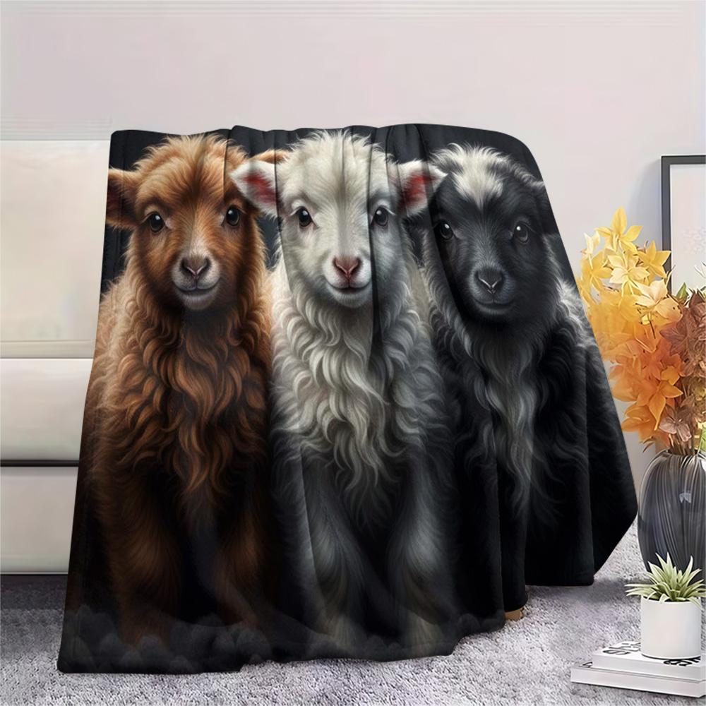 1PC Three animals Print Flannel Blanket, High quality Comfortable for All Seasons, Home Decor, Warmth and Comfort