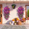 2pcs UV-Resistant Artificial Morning Glory & Eucalyptus Hanging Decor - Perfect for Home Garden Weddings Versatile Outdoor Decor
