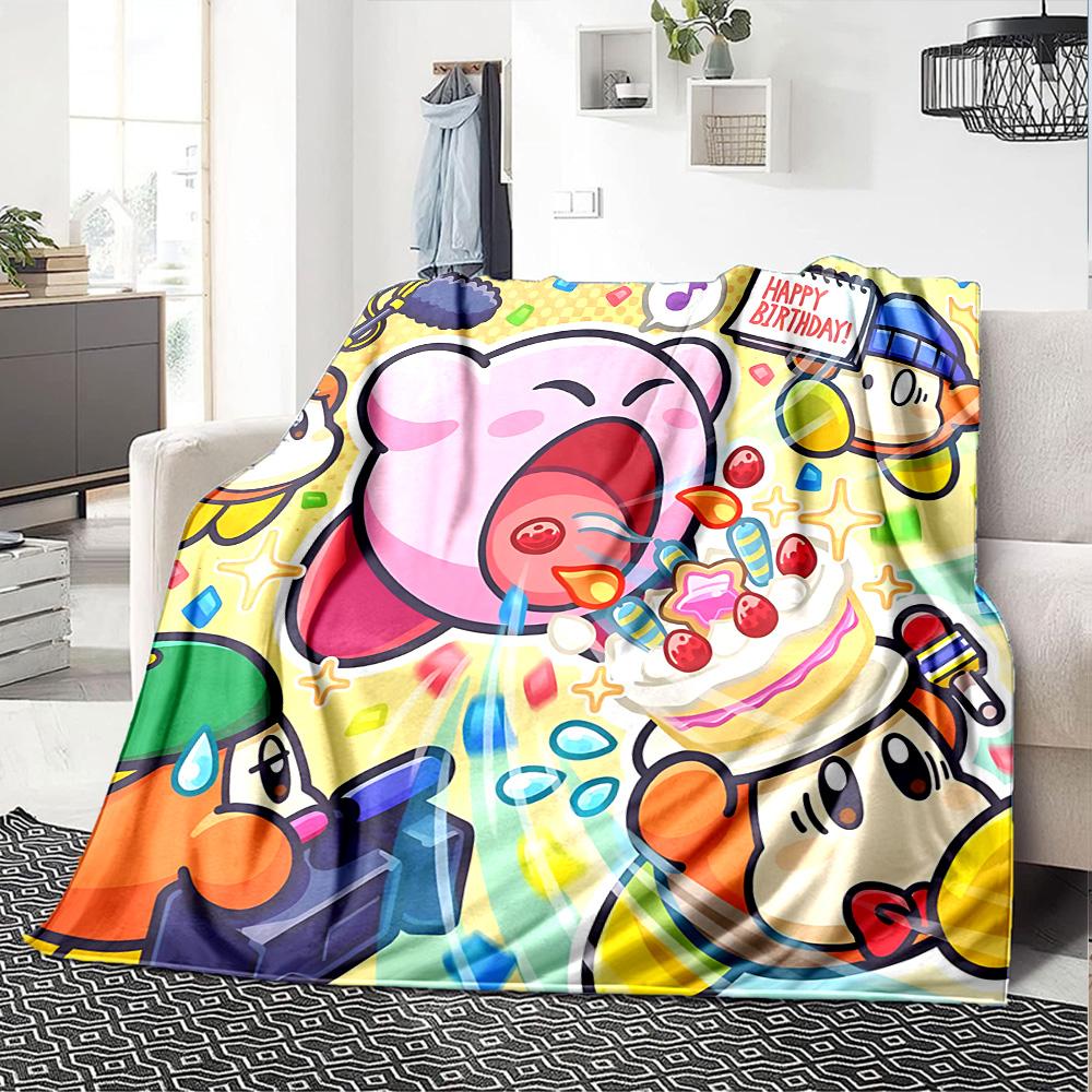 Kawaii Birthday Celebration Flannel Blanket Super Soft Warm Cozy Blanket For Sofa Bed Office Travel Allseason Home Decor Gift