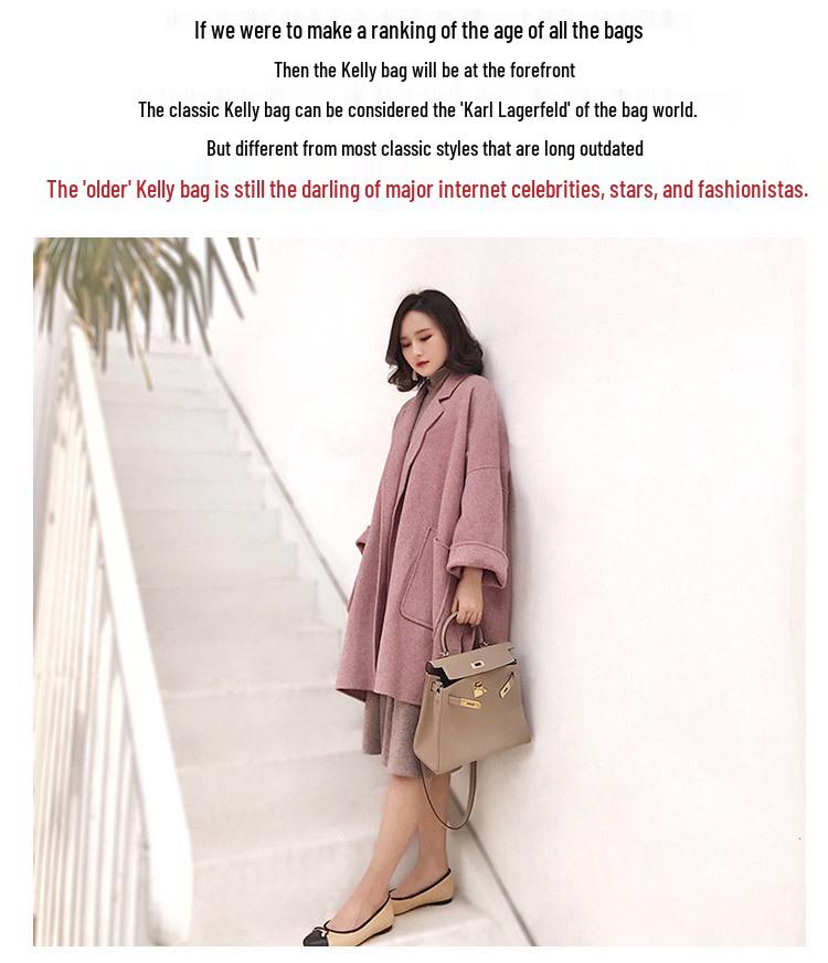 Top Grain Cowhide Kelly High-End Women's Genuine Leather Handbag/Shoulder Crossbody Bag