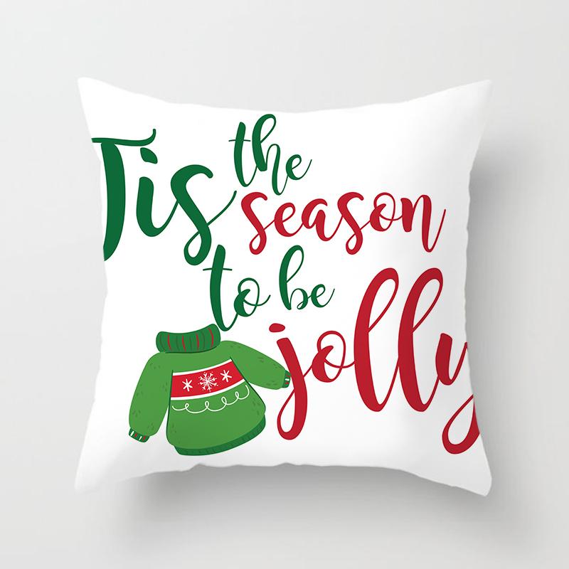 Merry Christmas Printed White Pillowcase  Style Cushion Cover Home Sofa Decoration