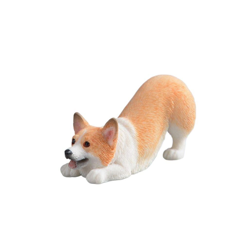 Gift for Kids Resin Figures Dog Doll Miniature Figurines Car Ornament Corgi Model Simulation Dog