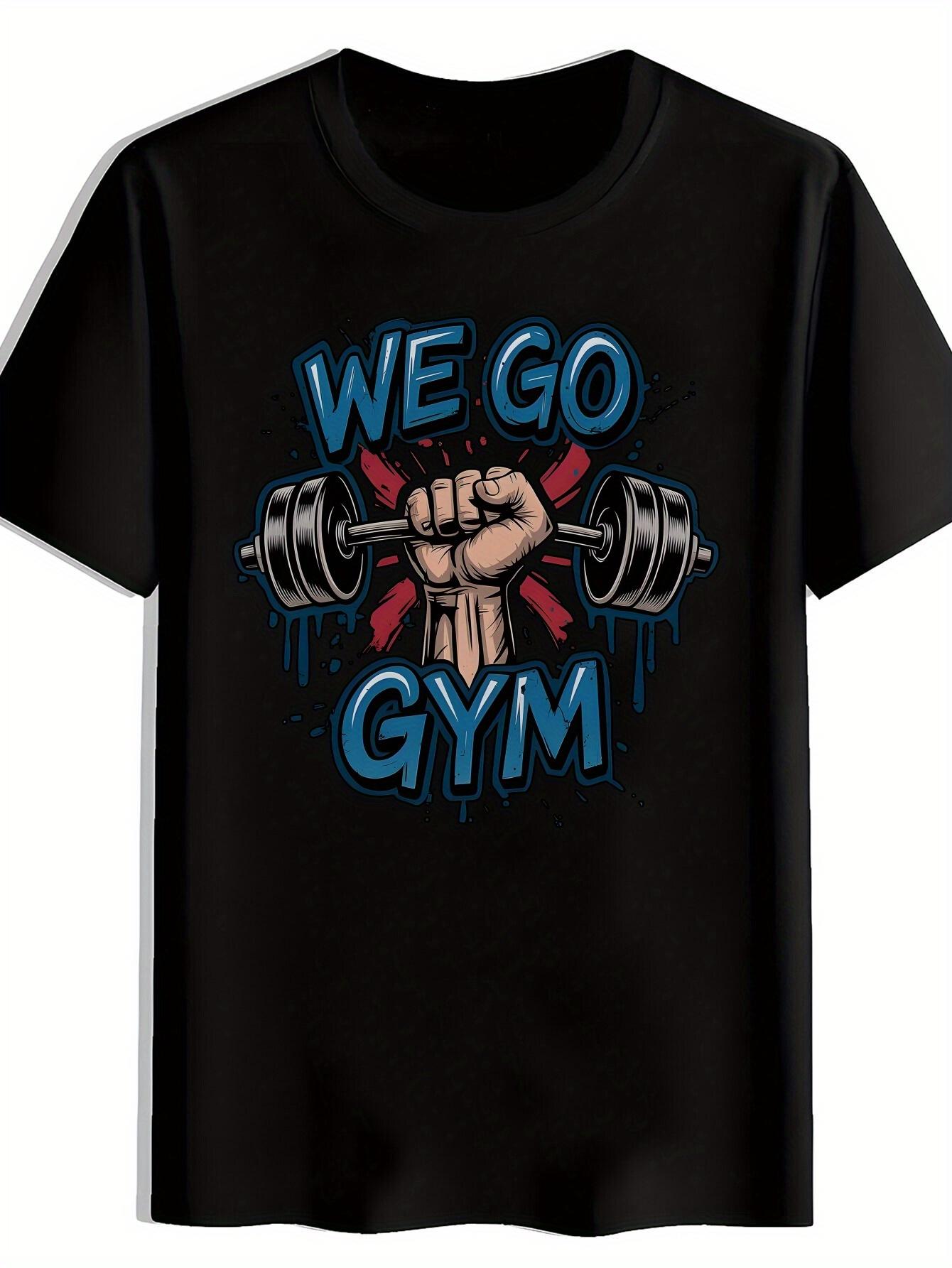 

Gym Motivation T-shirt - Fitness Graphic Tee with WE GO GO Gym Design - Lightweight Breathable Polyester Shirt for Workout XL