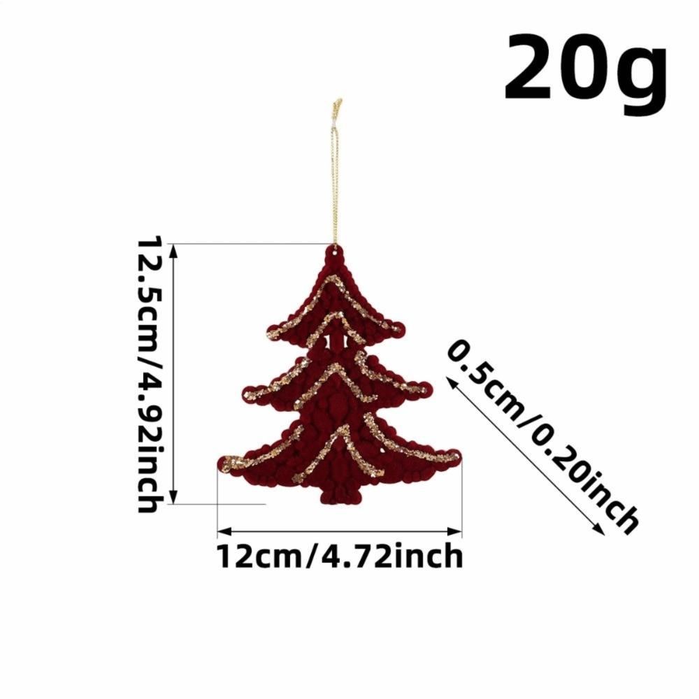 Red Flocked Velvet Christmas Tree Ornament Glitter Trim Xmas Pendant Tree Hanger Festival Layout