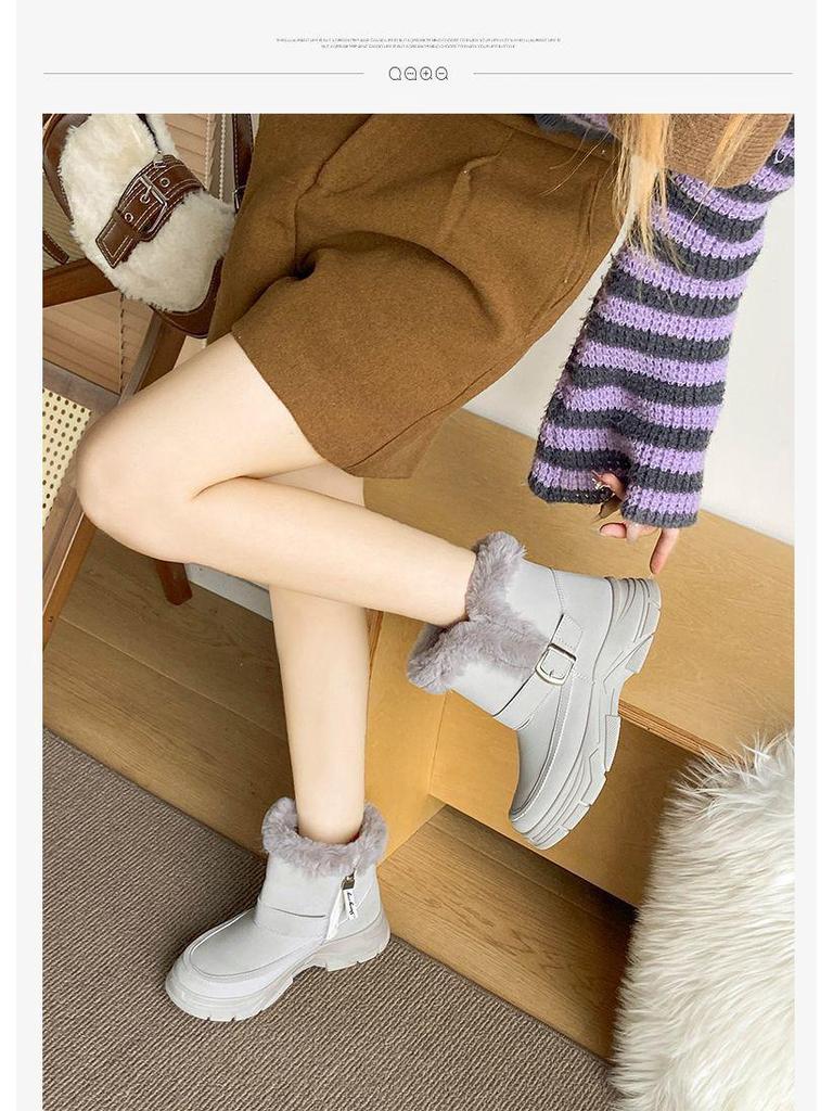 Women's Thick-Soled Non-Slip Winter Snow Boots with Plush Velvet Lining