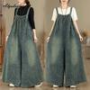 Koreaanse Mode Lente Zomer Dames Streetwear Overalls Spaghettibandjes Gewassen Katoen Vintage Jumpsuits Lange Denim Dames Baggy Oversized Jumpsuits