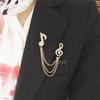 Broche Symbole Musical Robe Alliage Col de Chemise Revers Cristal Gland Élégant Pour Costume