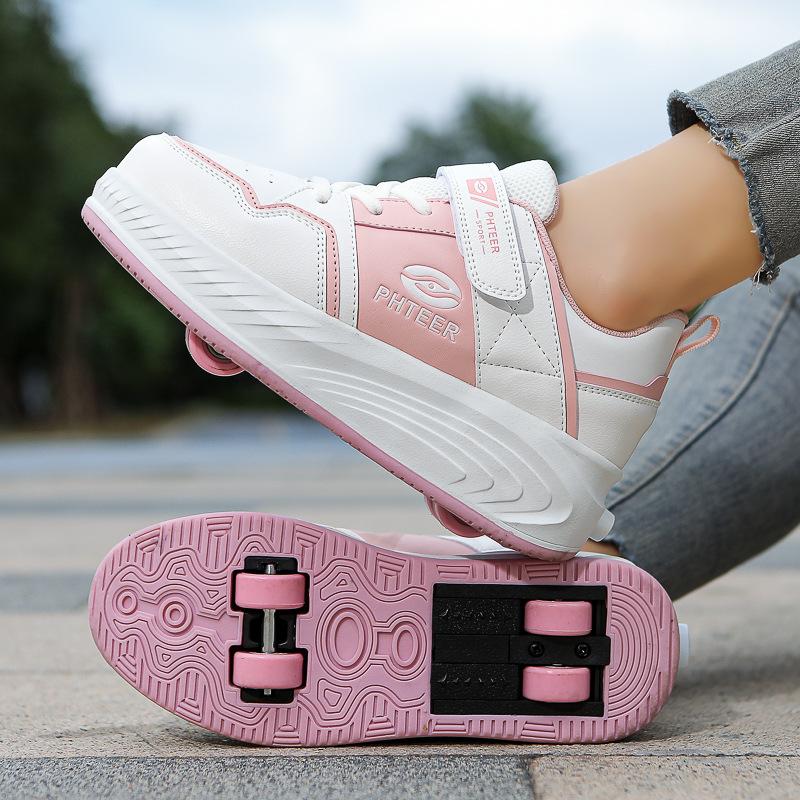 Neue Kinder Laufschuhe Rollschuhe Jungen Vierrad Laufschuhe Schüler Verformbare Skates Mädchen Radschuhe Automatisch 39